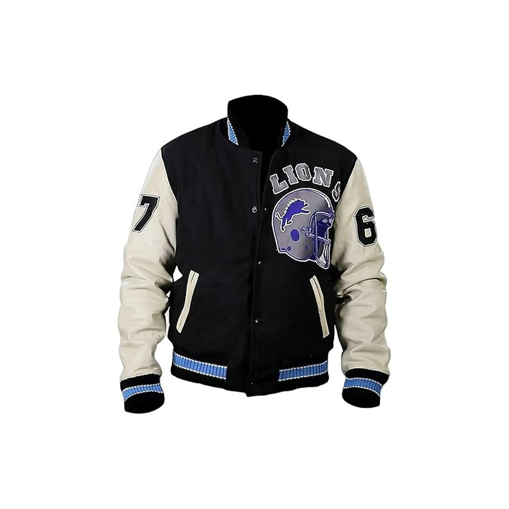 Axel Foley Beverly Hills Cop Detroit Lions Varsity Jacket – Wool & Leather Sleeves