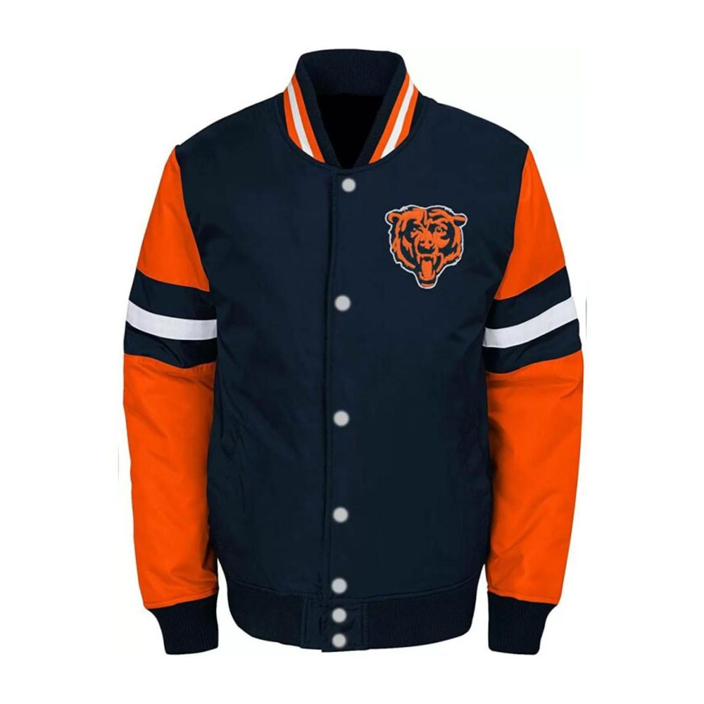Black The Diamond Chicago Bears Retro Satin Jacket