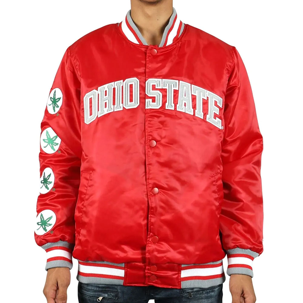 Ohio State Buckeyes Lebron James Bomber Red color Full-Snap Satin Jacket
