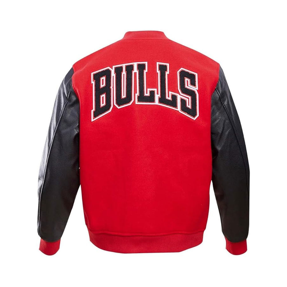 Houston Texans Red and Black Varsity Wool with Leather Sleeves Jacket