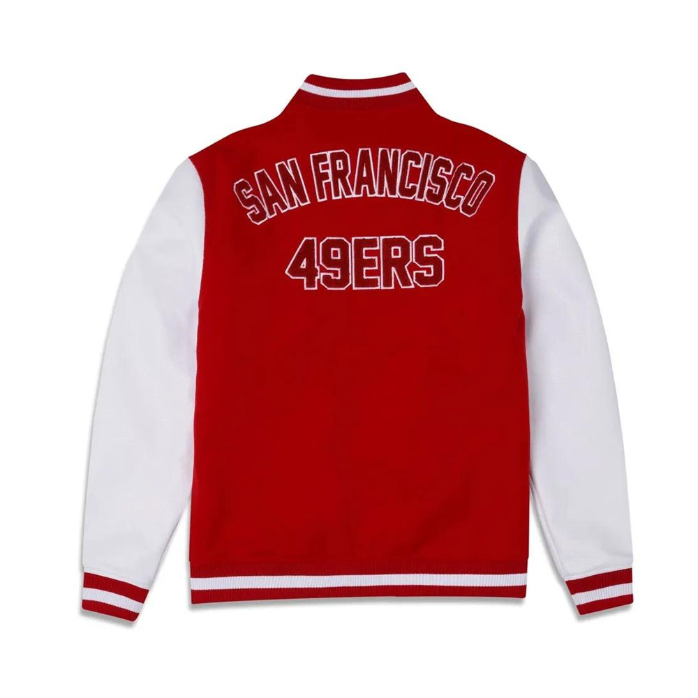 San Francisco Down Varsity Wool with Leather Sleeves Jacket