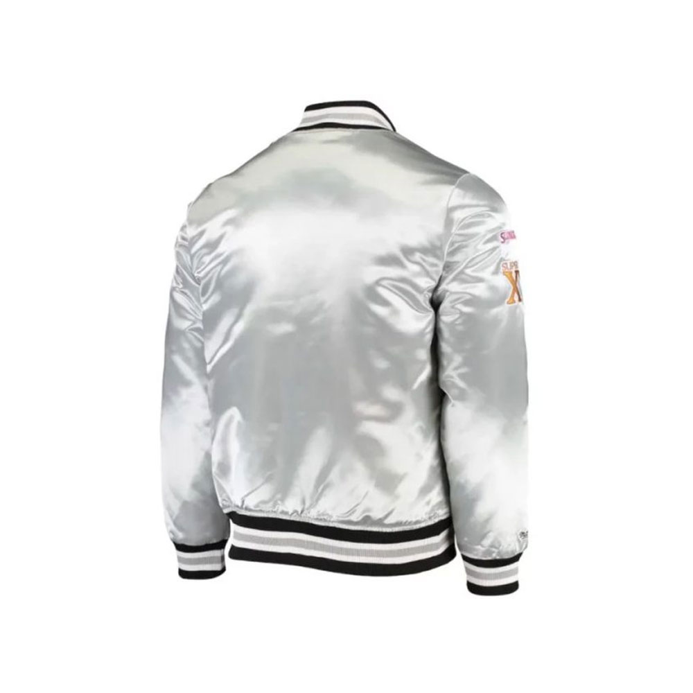 Los Angeles Las Vegas Raiders Satin Full-Snap Varsity Jacket – Silver