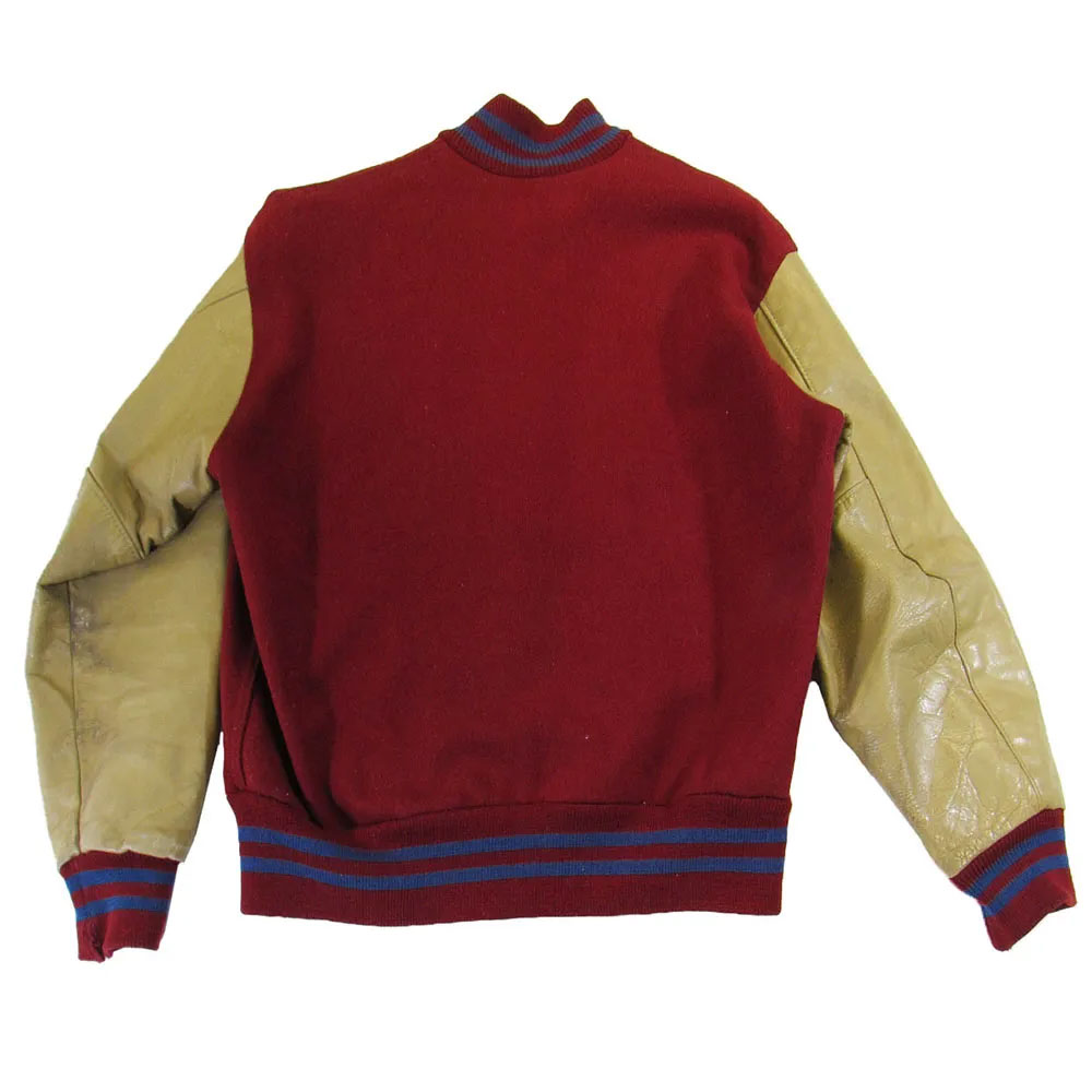 Kansas Jayhawks Red Wool/Leather Full-Snap Varsity Jacket
