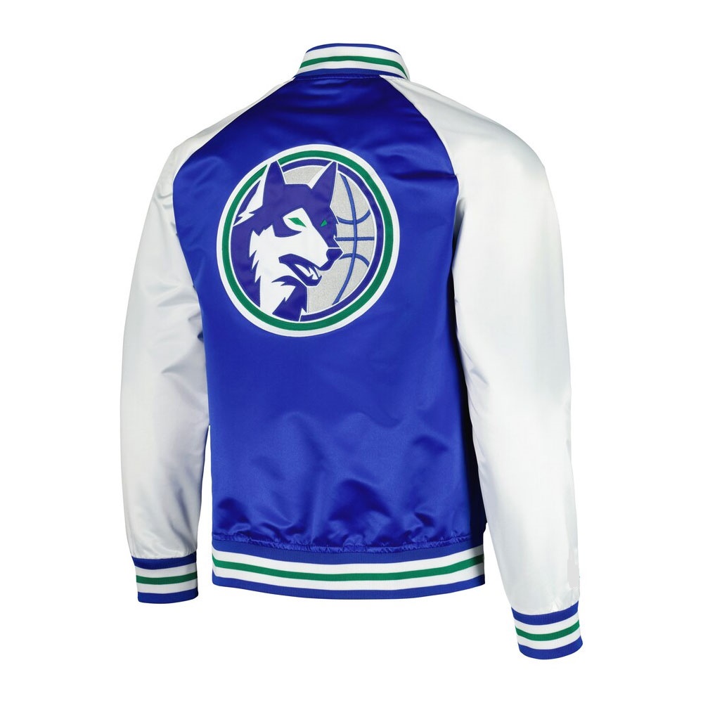 Blue & White Double Clutch Minnesota Timberwolves Satin Full-Snap Jacket