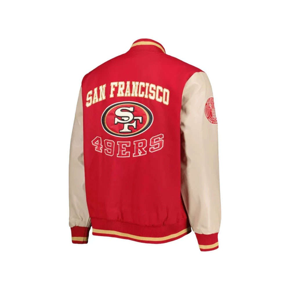 San Francisco Super Bowl Varsity Wool with Leather Sleeves Jacket