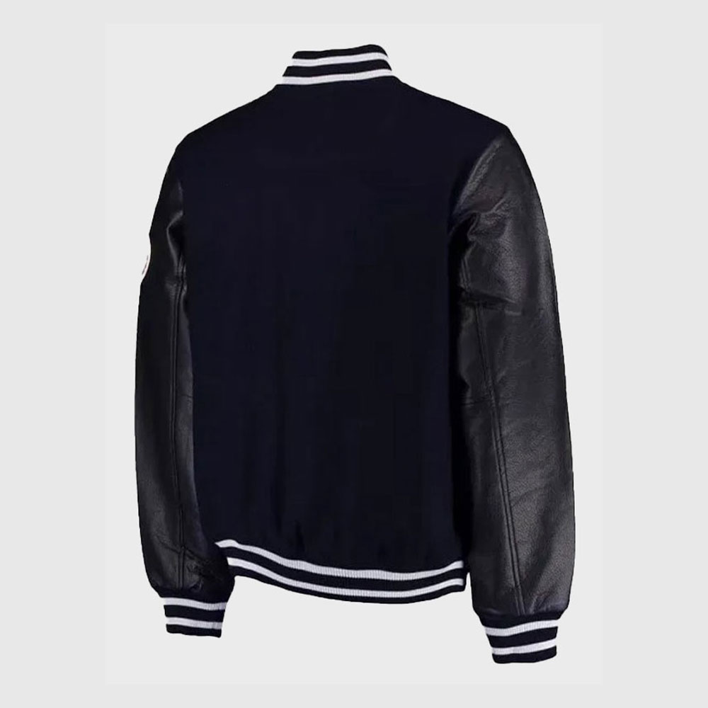 NY Yankees World Series Black Varsity Wool and Leather Sleeves Jacket