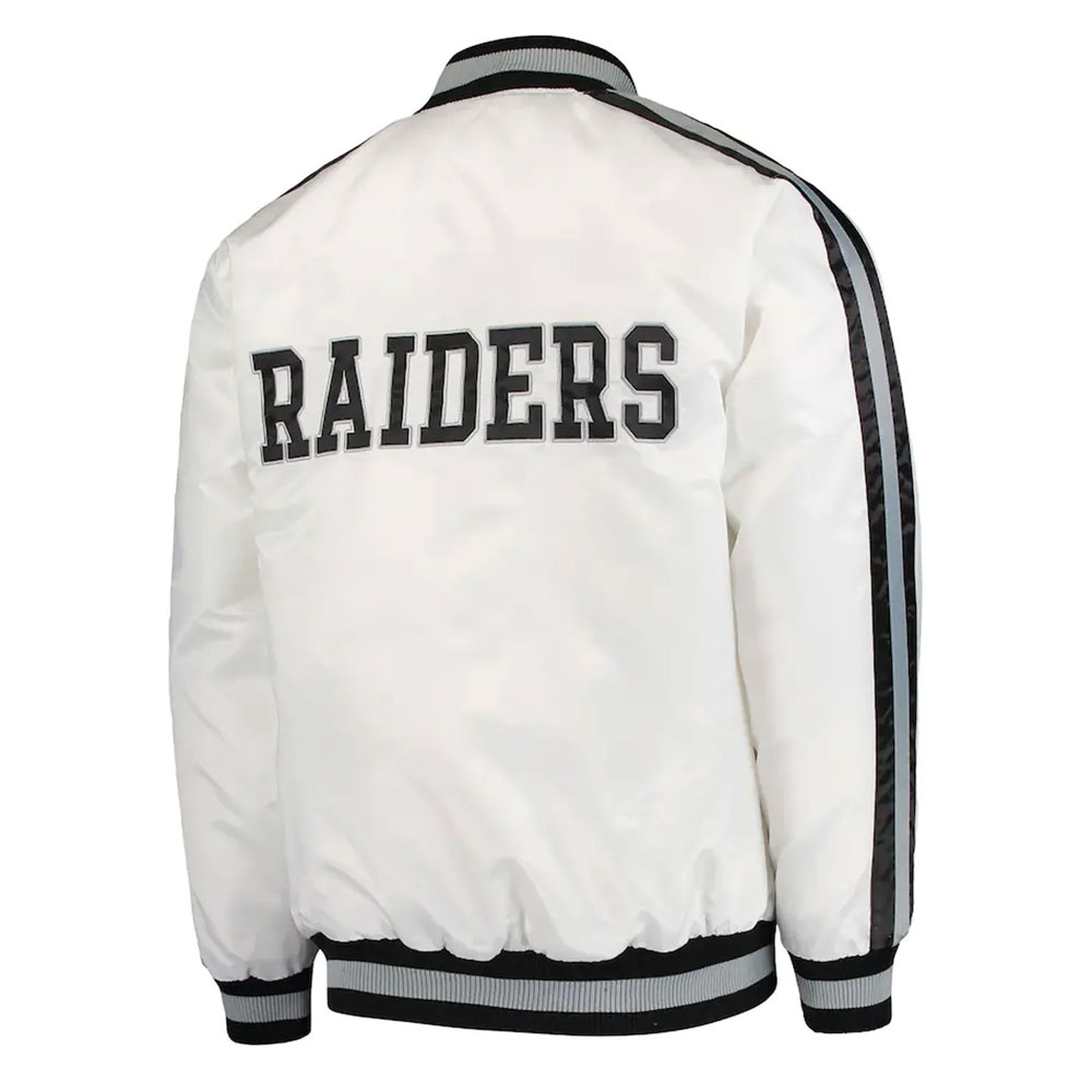 Las Vegas Raiders Midweight White Satin Jacket