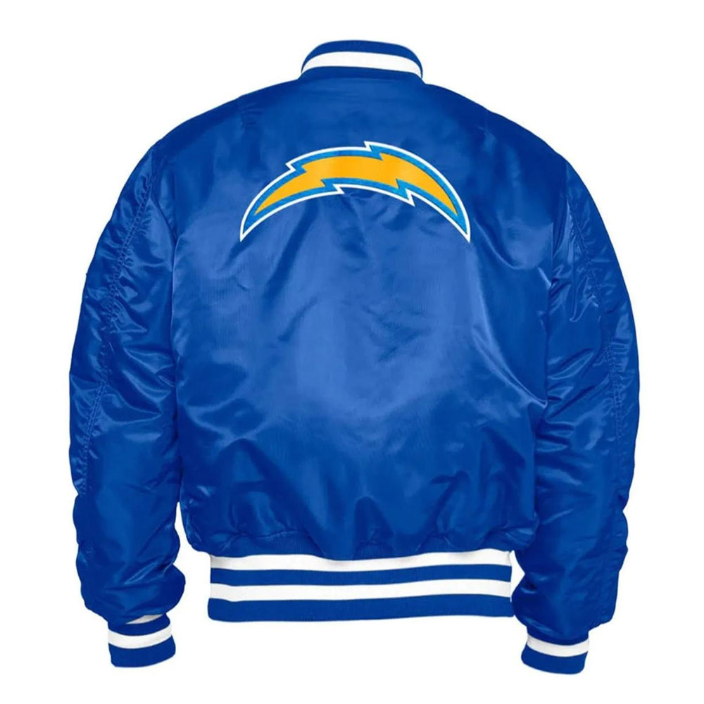 Los Angeles Chargers Royal Blue Bomber Satin Jacket