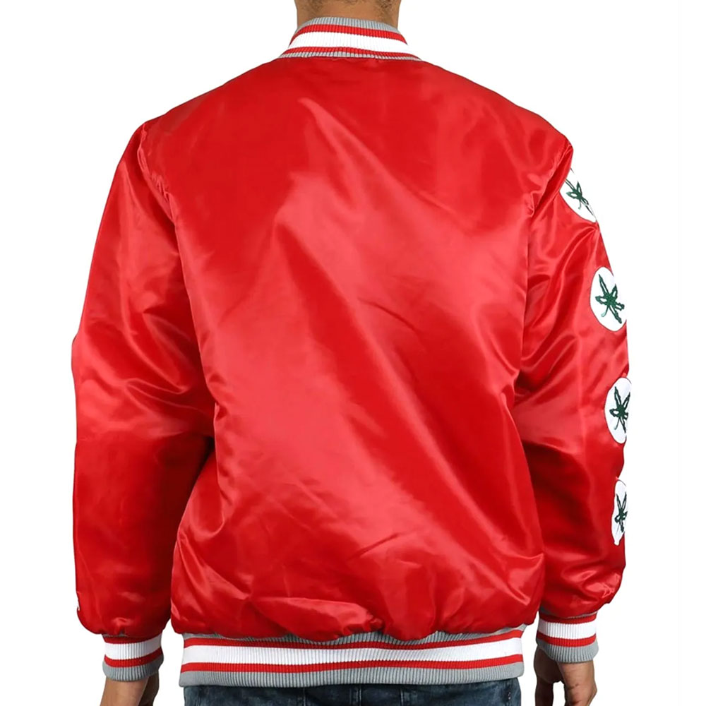 Ohio State Buckeyes Lebron James Bomber Red color Full-Snap Satin Jacket