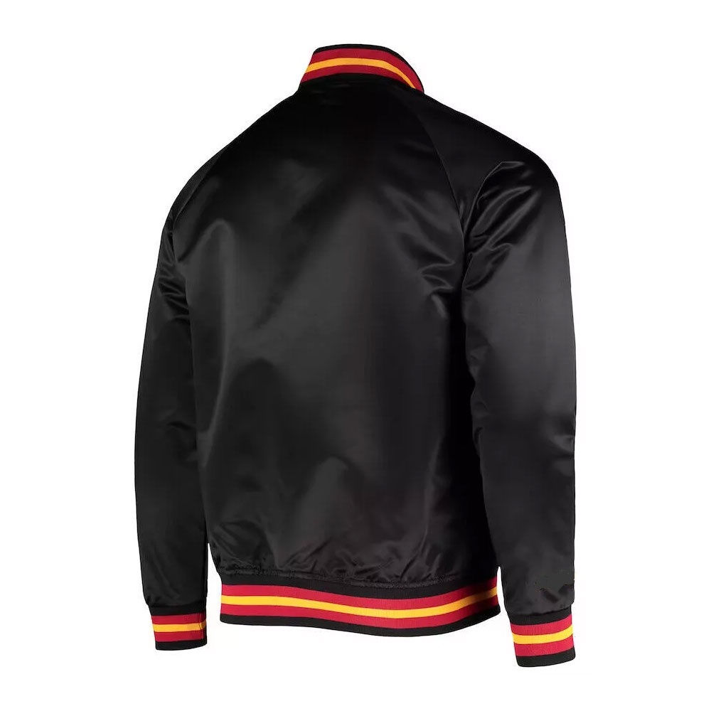 Black Atlanta Hawks Hardwood Classics Satin Varsity Jacket