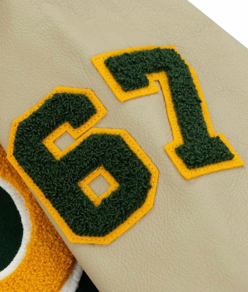 University of Oregon 1967 Green Beige Varsity Wool/Leather Jacket