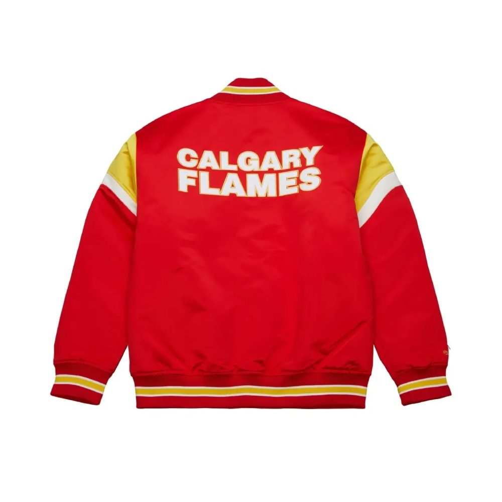 Calgary Flames Heavyweight Red Satin Bomber Jacket