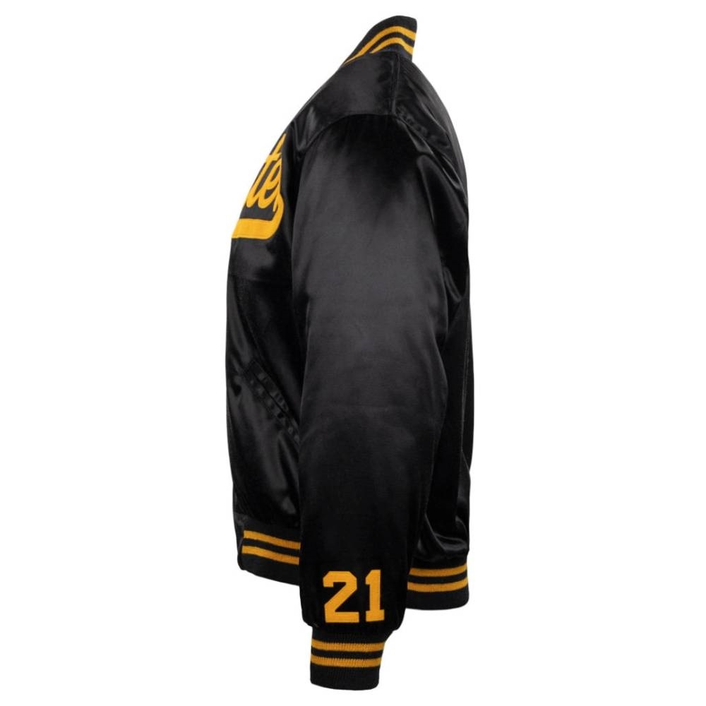 Black 1970 Roberto Clemente PIRATES Satin Bomber Jacket