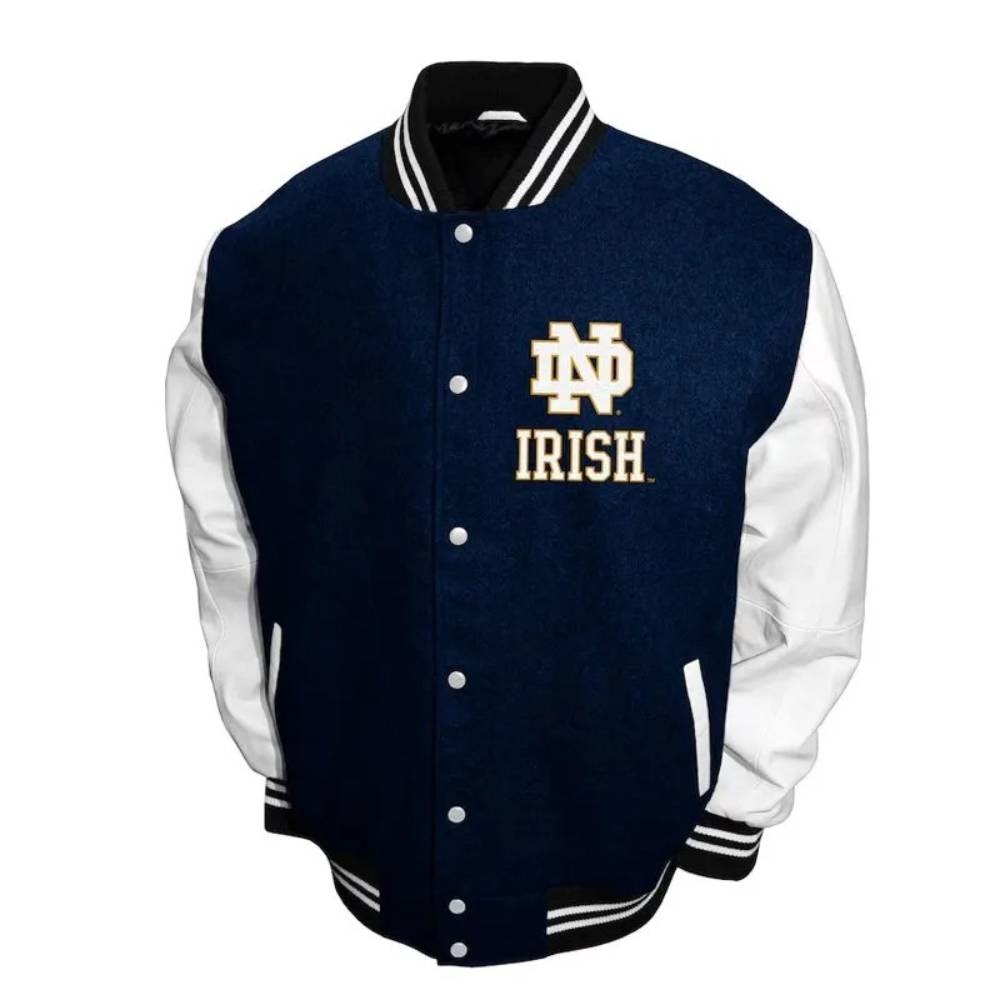 Notre Dame Fighting Irish Franchise Club Men’s Graduate Wool/Leather Sleeves Varsity Letterman Jacket