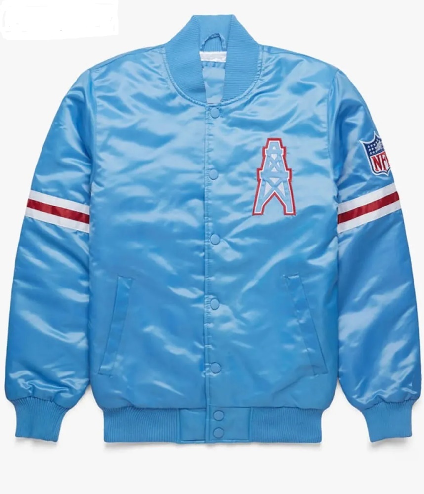 Bomber Houston Oilers Light Blue Satin Football Jacket