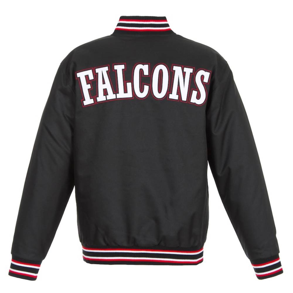 Atlanta Falcons Embroidered Wool Varsity Full-Snap Black Jacket - Image 3