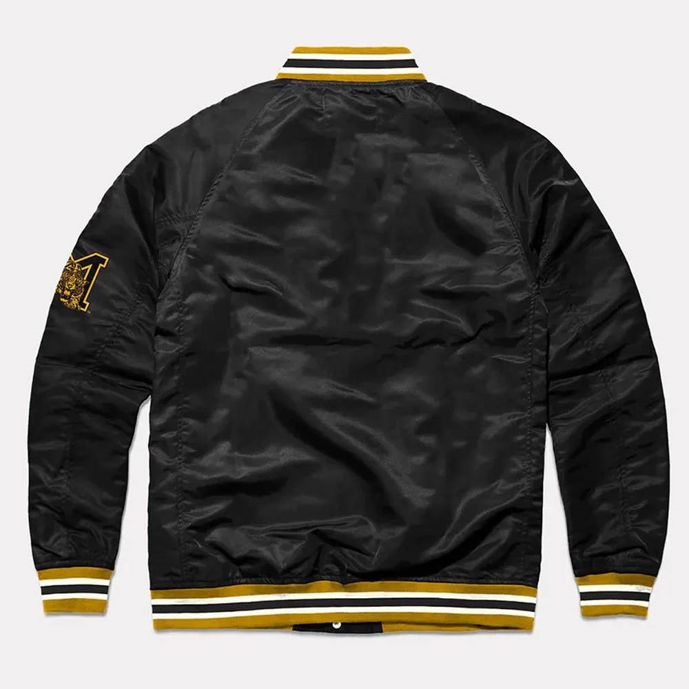 Black Script Missouri Tigers Bomber Men Premium Satin Jacket