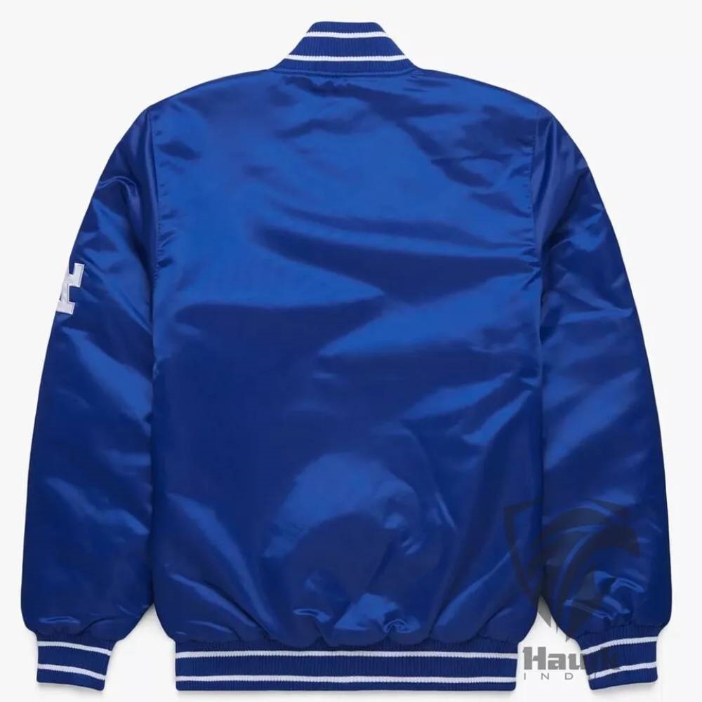 LA Dodgers Blue Satin Baseball Varsity Bomber Style Jacket