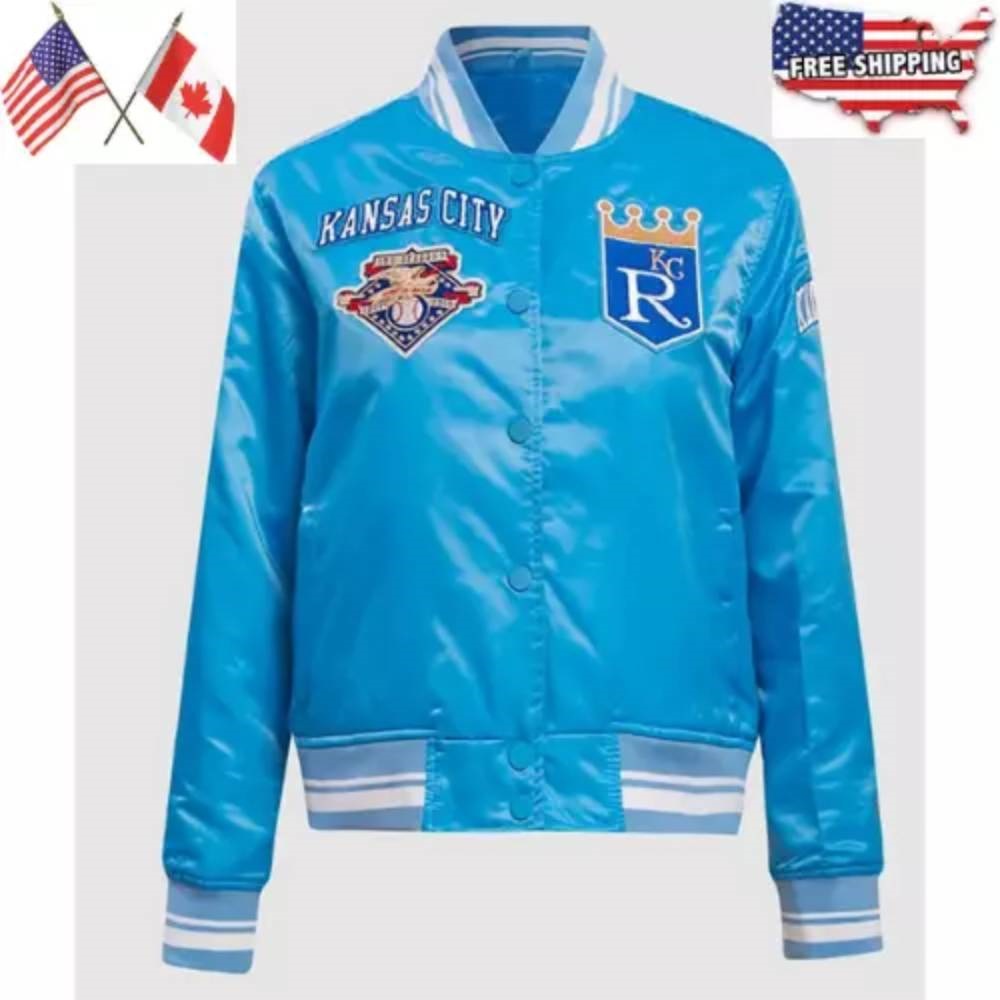 Retro Kansas City Royals Classic Rib Full-Snap Satin Jacket