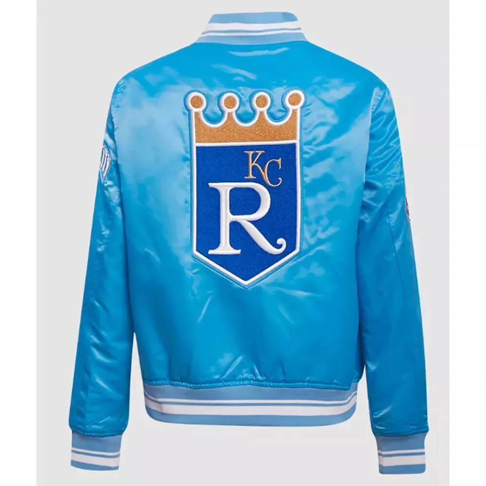 Retro Kansas City Royals Classic Rib Full-Snap Satin Jacket - Image 3
