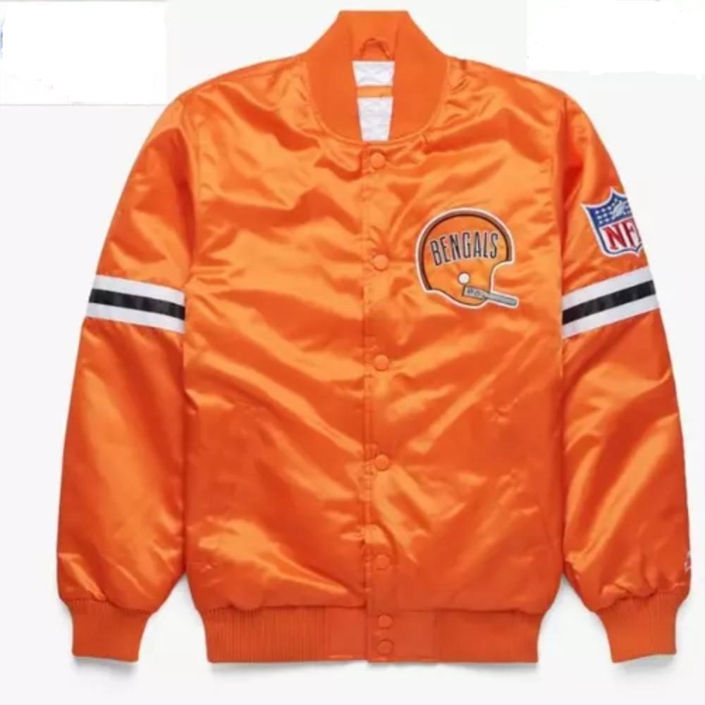 Bengals Satin Orange Varsity Football Jacket
