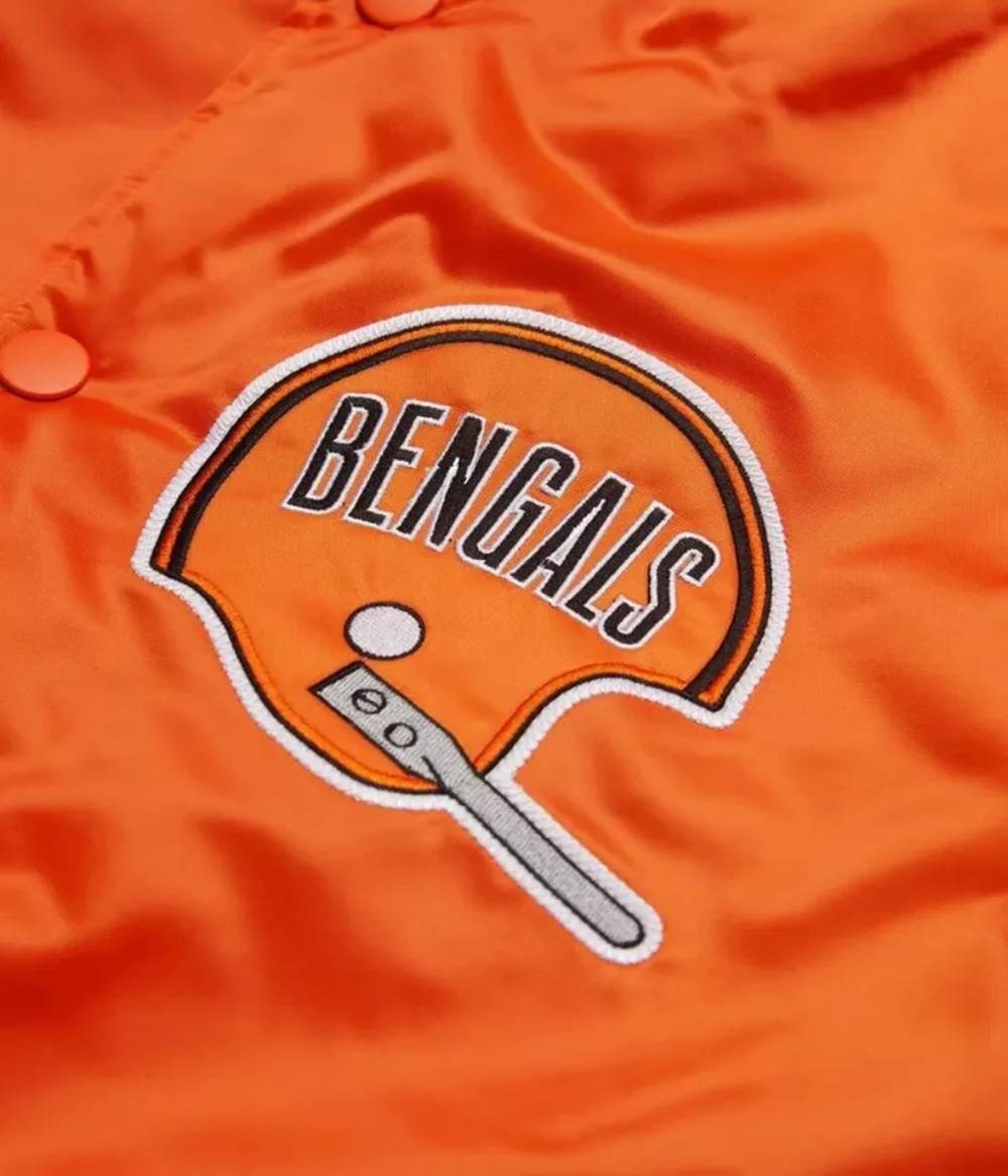 Bengals Satin Orange Varsity Football Jacket - Image 3