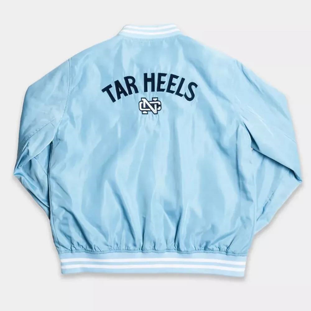 UNC North Carolina Tar Heels Vintage Rameses Full-Snap Sky Blue Satin Jacket