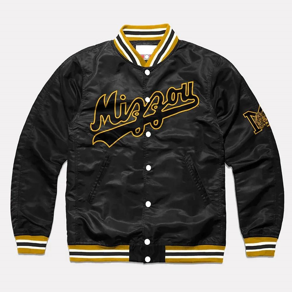 Black Script Missouri Tigers Bomber Men Premium Satin Jacket