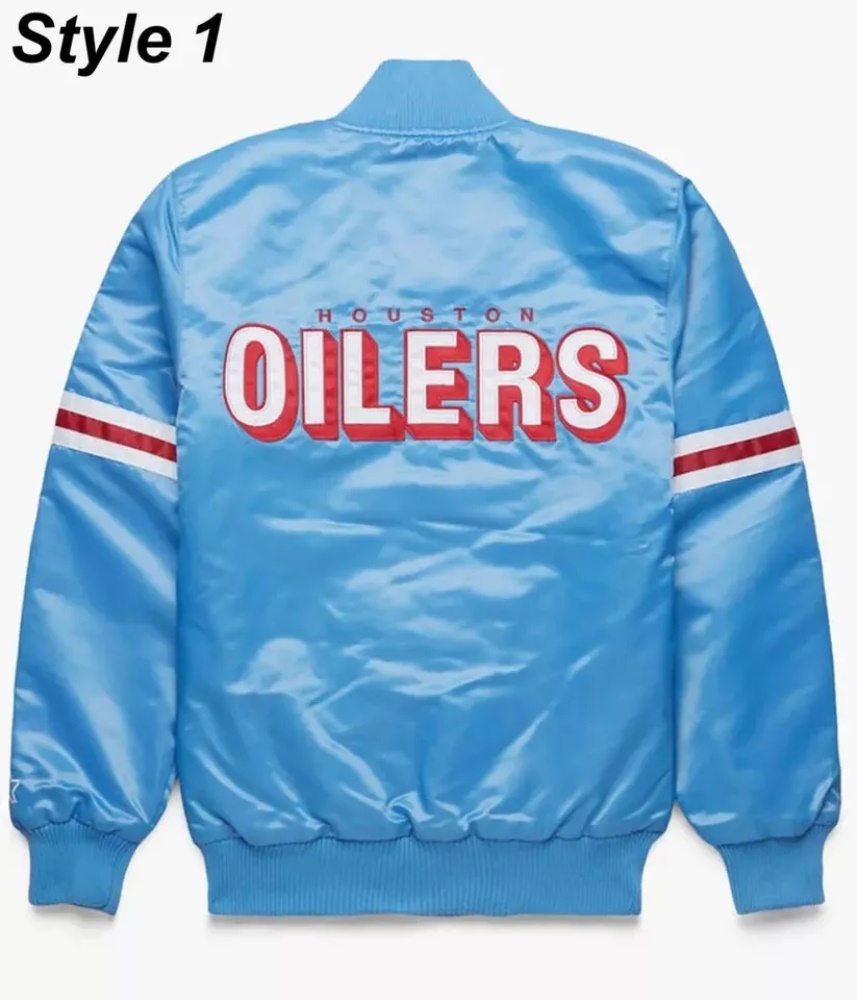 Bomber Houston Oilers Light Blue Satin Football Jacket