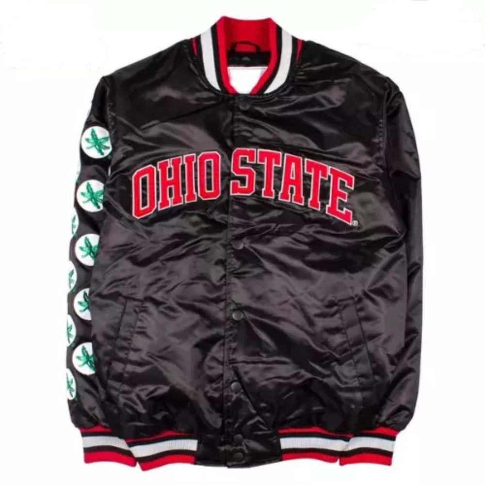 Ohio State Buckeyes Lebron James black color Bomber Full-Snap Satin Jacket
