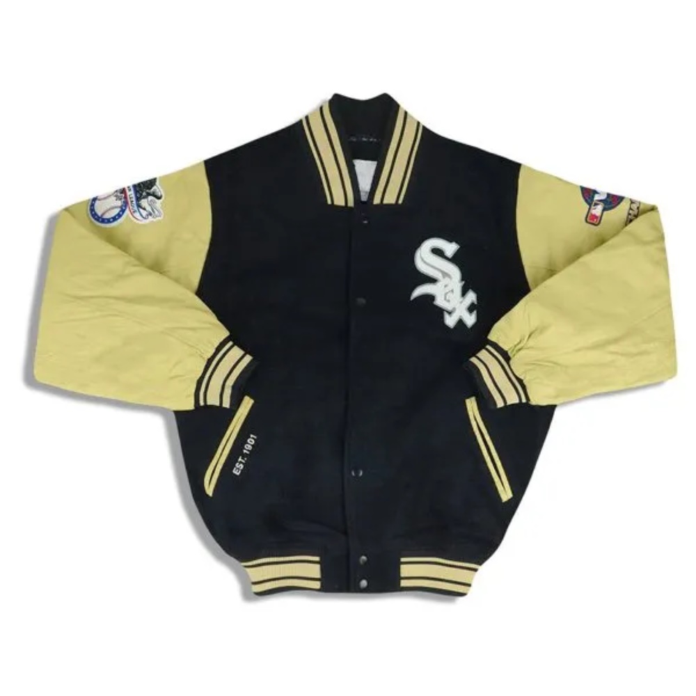 2005 Chicago White Sox World Series Champions Black Bomber Wool/Leather Jacket
