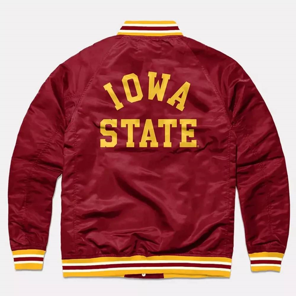 Burgundy Iowa State Cyclones Full-Snap Satin Bomber Basketball Jacket