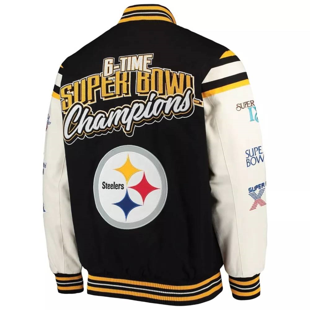 Pittsburgh Steelers 6 Time Super Bowl Champions Victory Formation Varsity Jacket