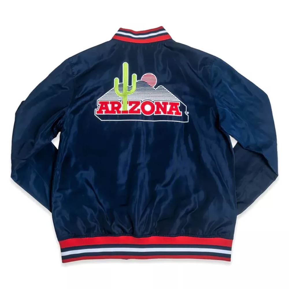 Navy Script Arizona Wildcats Retro Bomber Full-Snap Satin Jacket