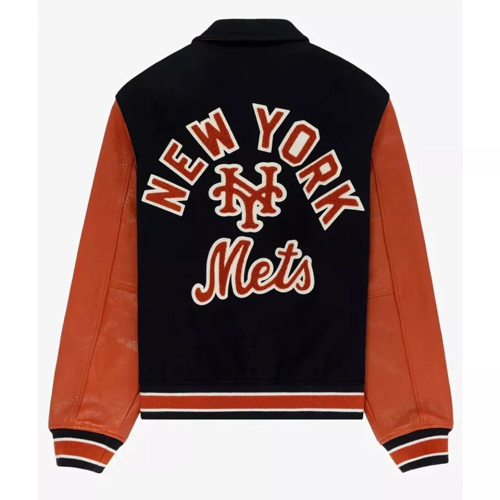 Aime Leon Dore Mets Varsity Blue and Orange Wool/Leather Jacket