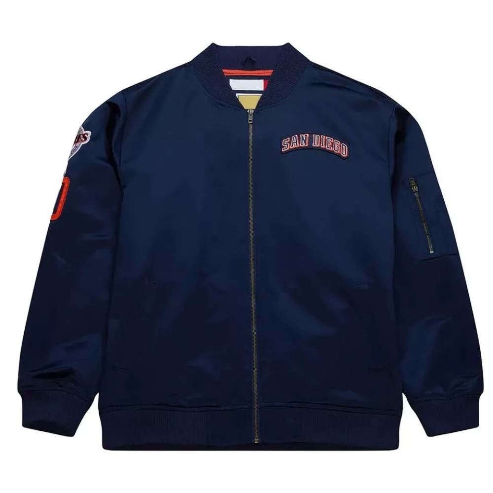 Navy Vintage Logo San Diego Padres Satin Jacket