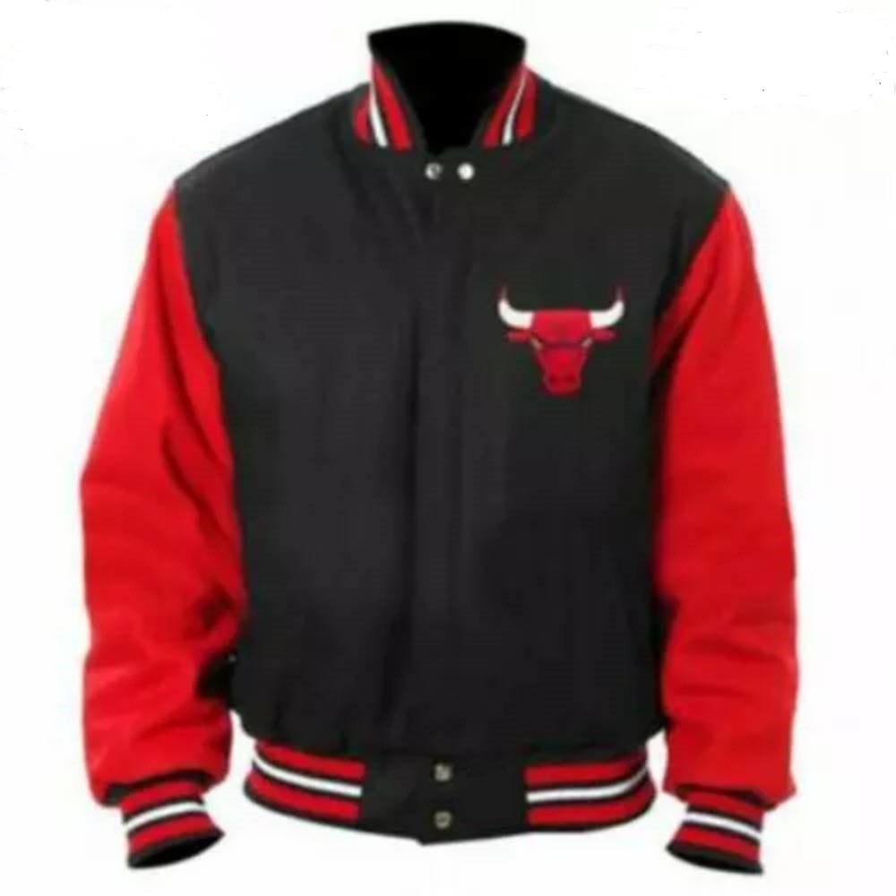 Chicago Bulls College Varsity Red and Black Premium Wool Jacket