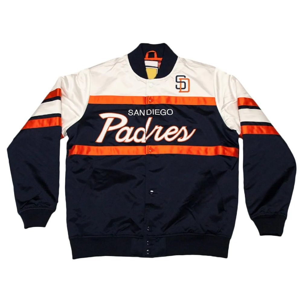 San Diego Padres Special Script Navy Blue White Satin Jacket