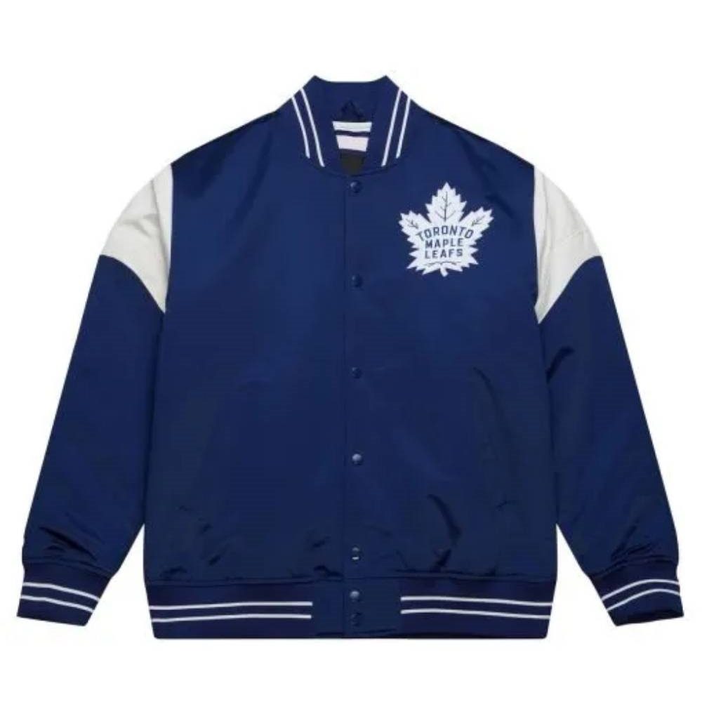 Toronto Maple Leafs Heavyweight navy Blue Full-Snap Varsity Satin Jacket