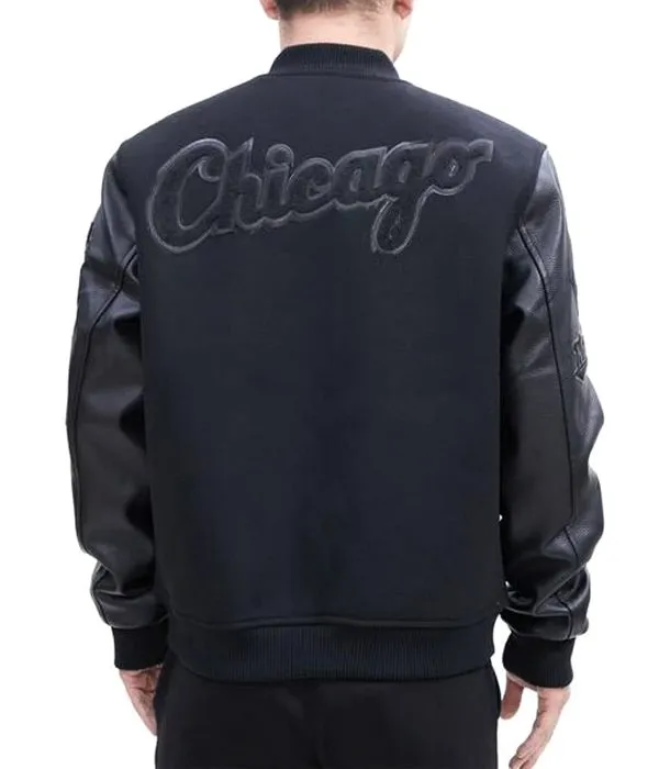Black Chicago White Sox Letterman Varsity Jacket Bomber Wool/Leather Jacket