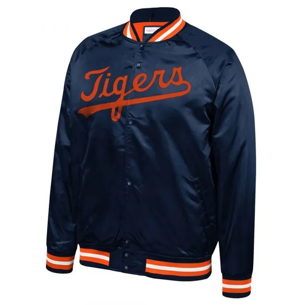 Detroit Tigers Bomber Navy Satin Jacket
