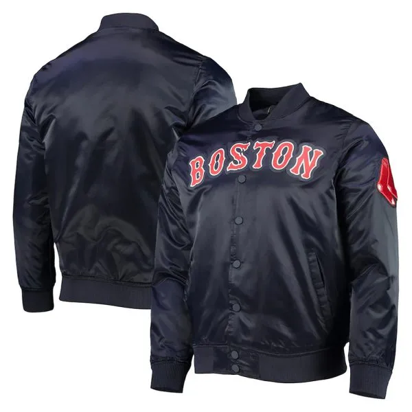Boston Red Sox Wordmark Navy Blue Satin Jacket