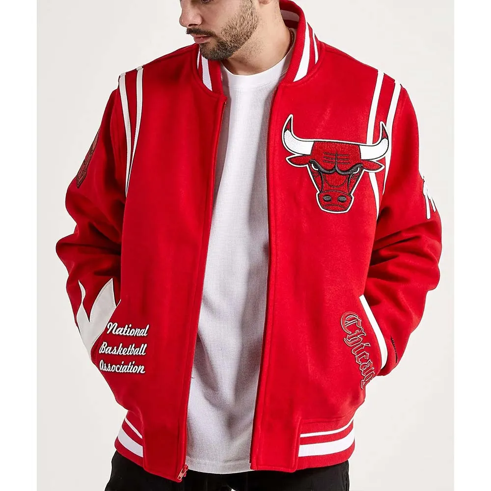 6X Champs Chicago Bulls Red Varsity Wool Jacket