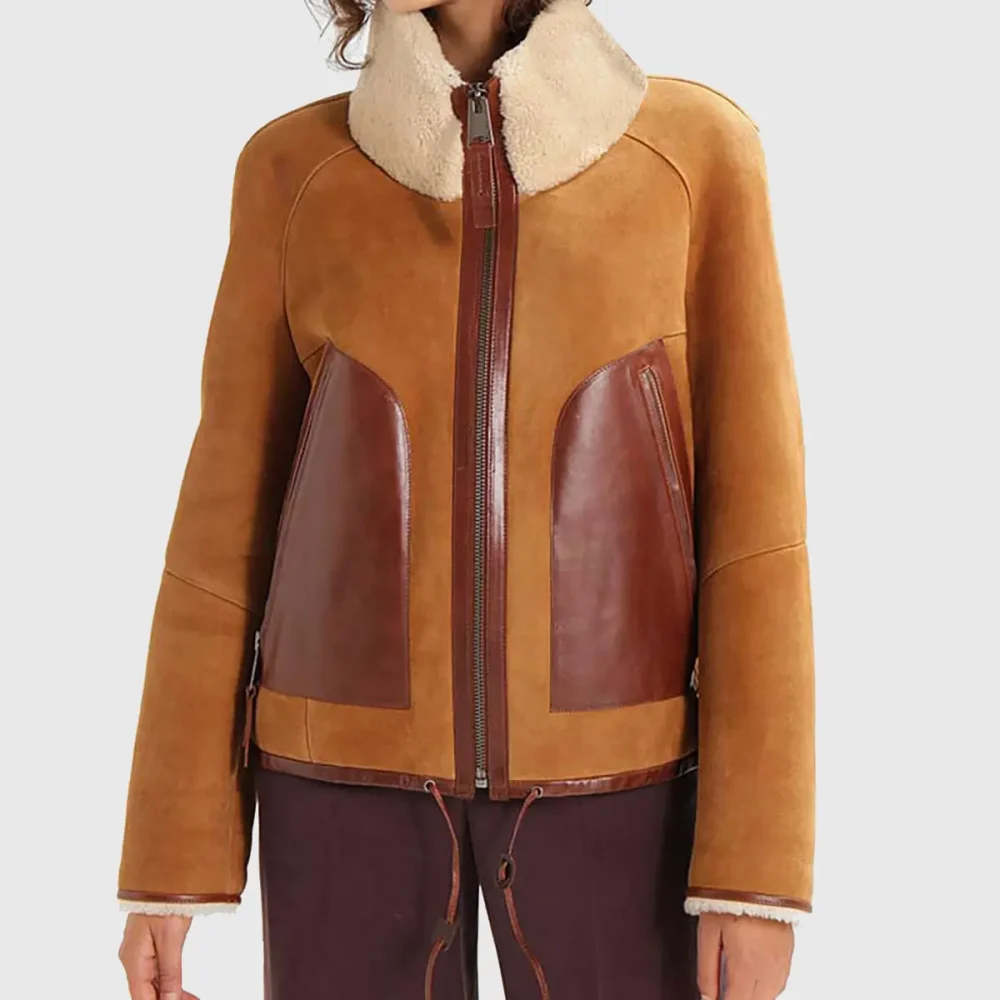 Women’s Brown Bomber Suede Jacket