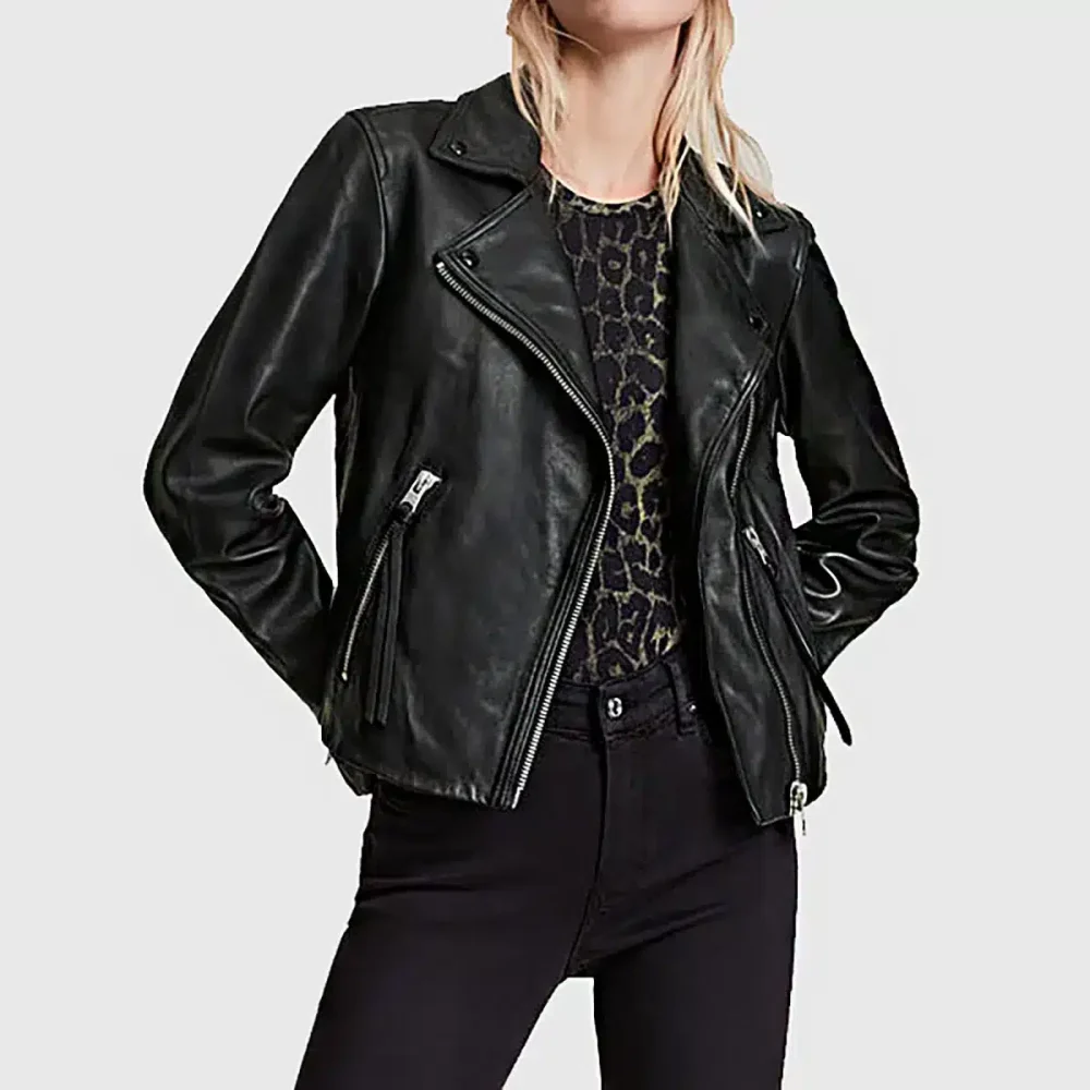 Women’s Black Leather Biker Jacket