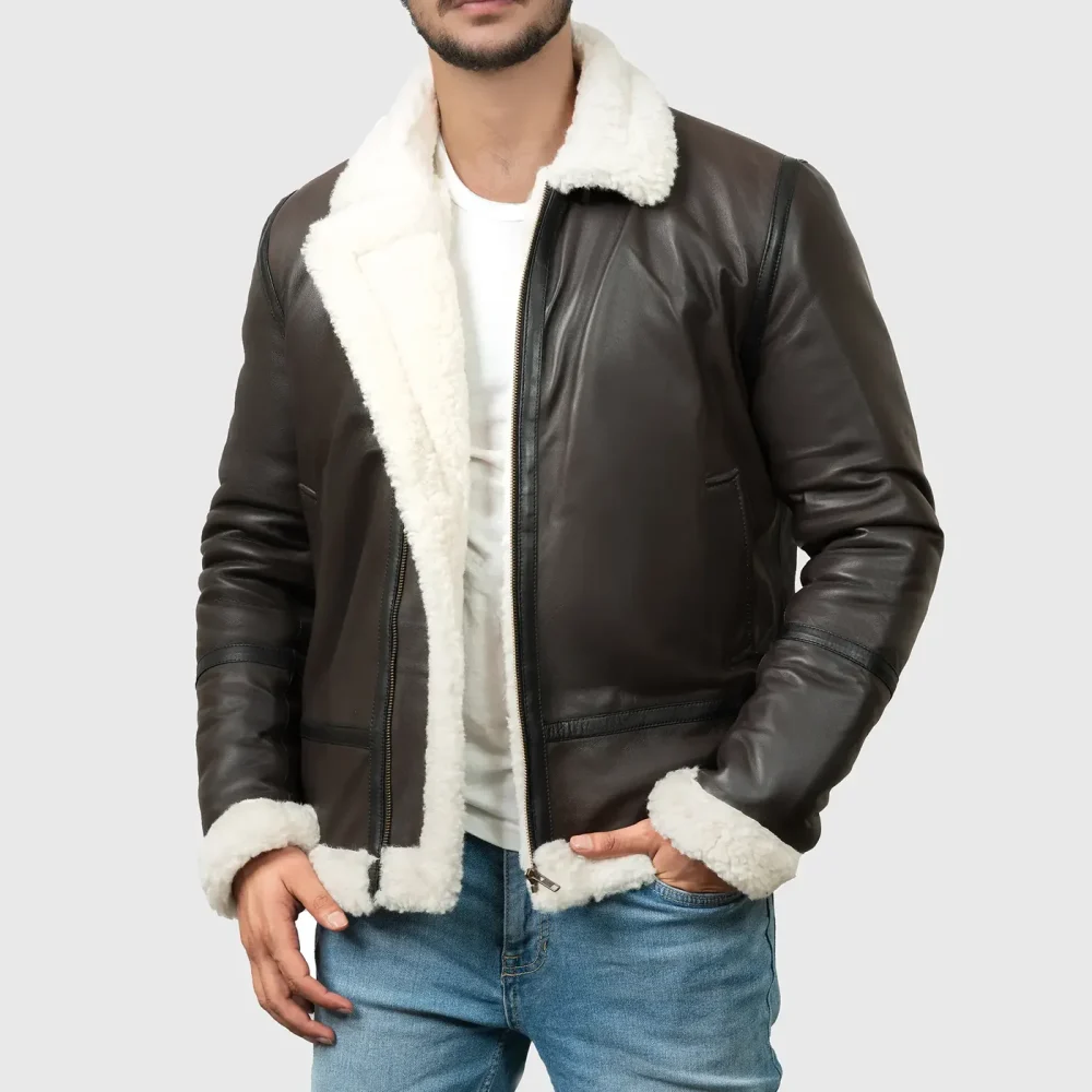 Men’s Brown B-3 Bomber Leather Jacket