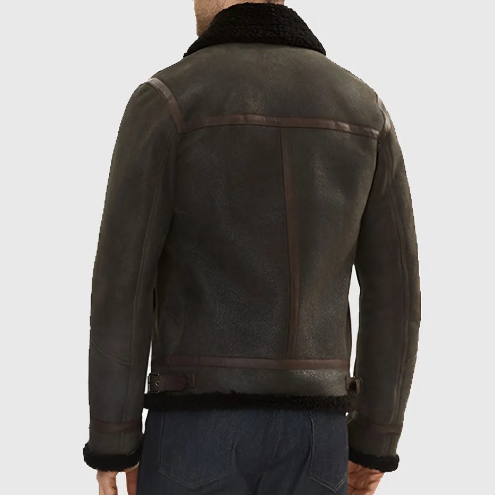 Alberto Men’s Brown B-6 Bomber Leather Jacket
