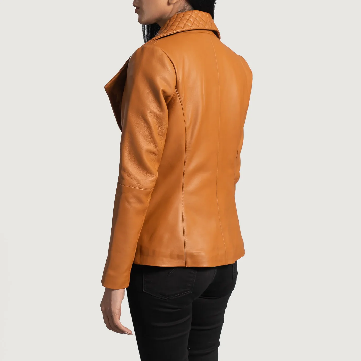Lee Tan Brown Leather Blazer - Image 2