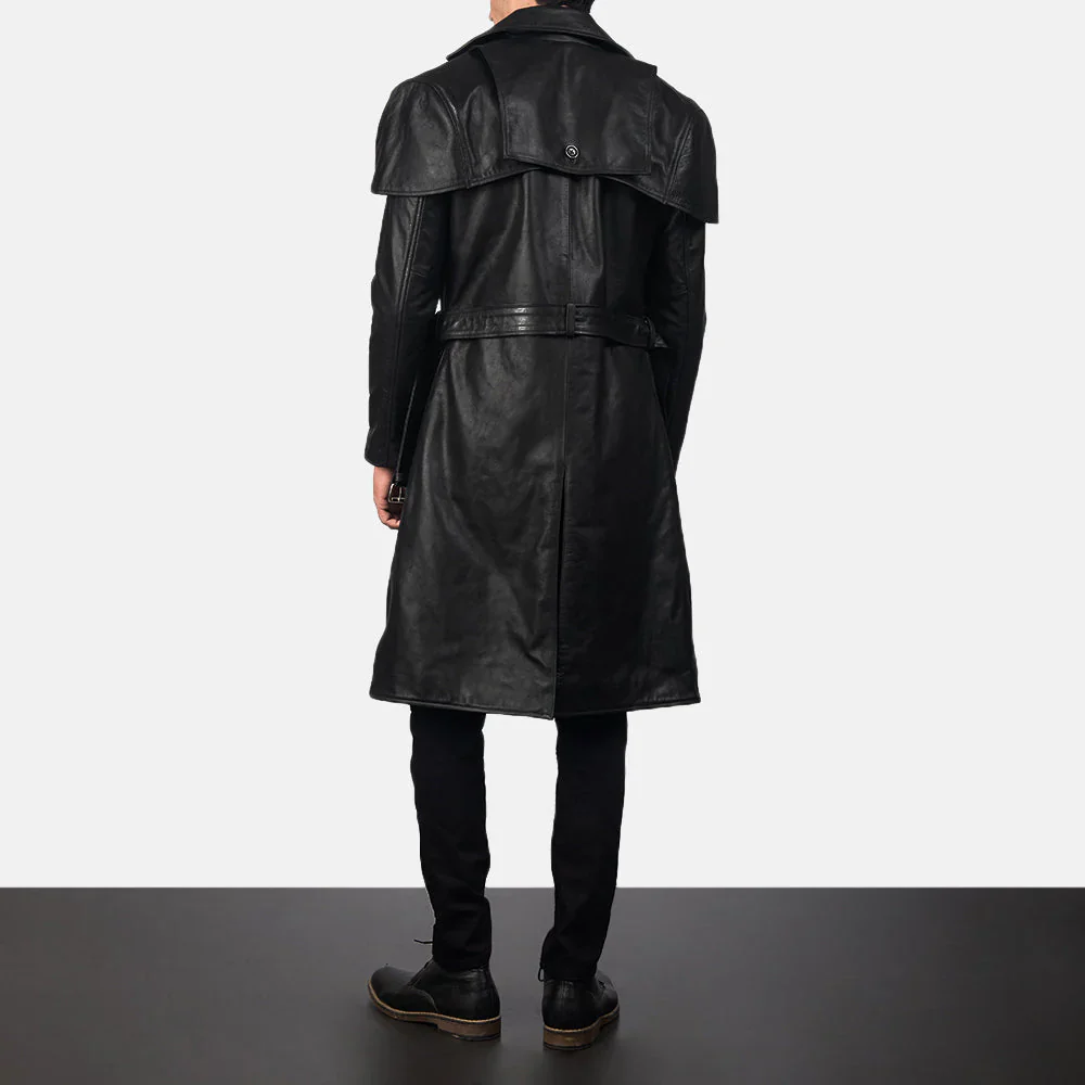 Deux Black Leather Duster