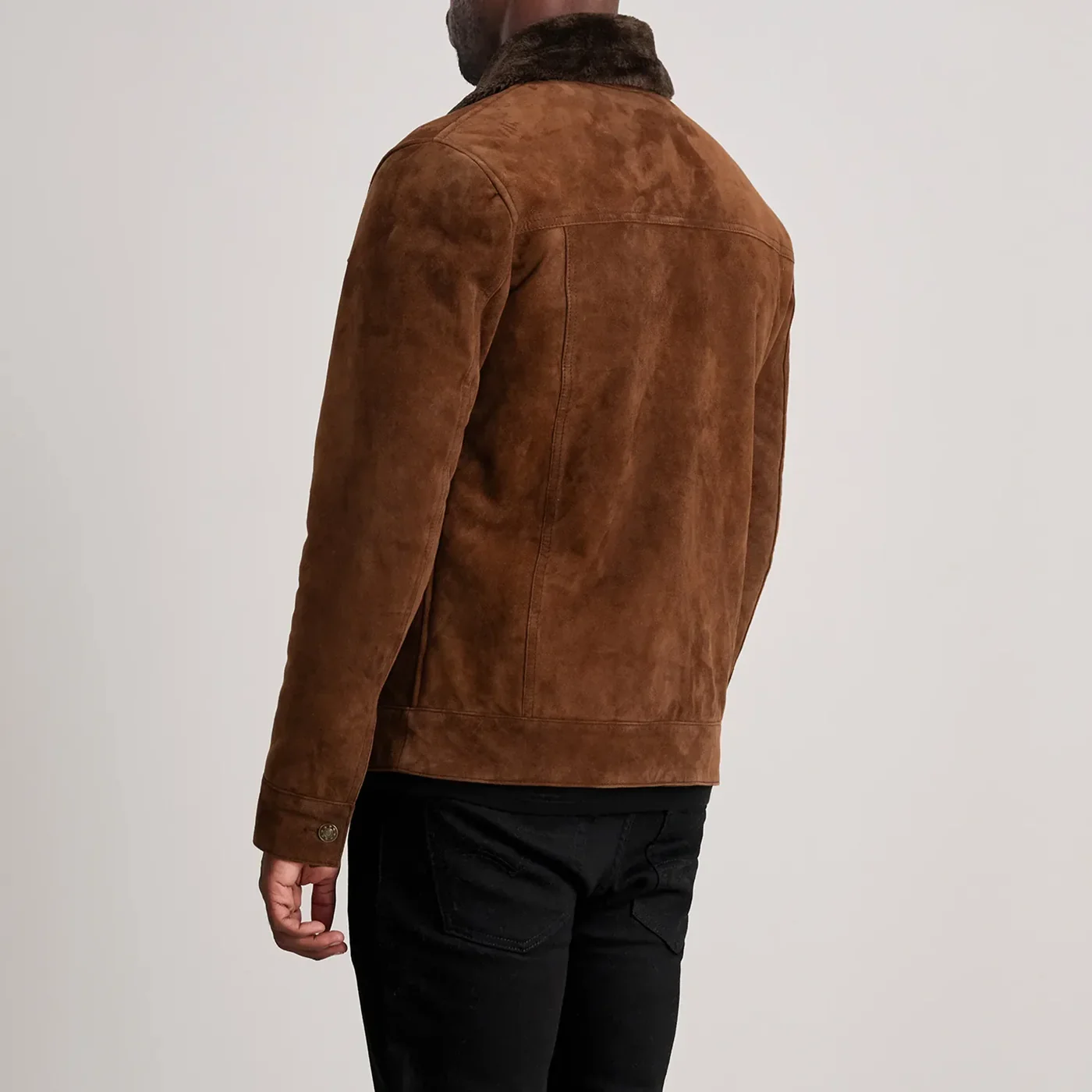 Dallis Brown Suede Shearling Trucker Jacket - Image 2